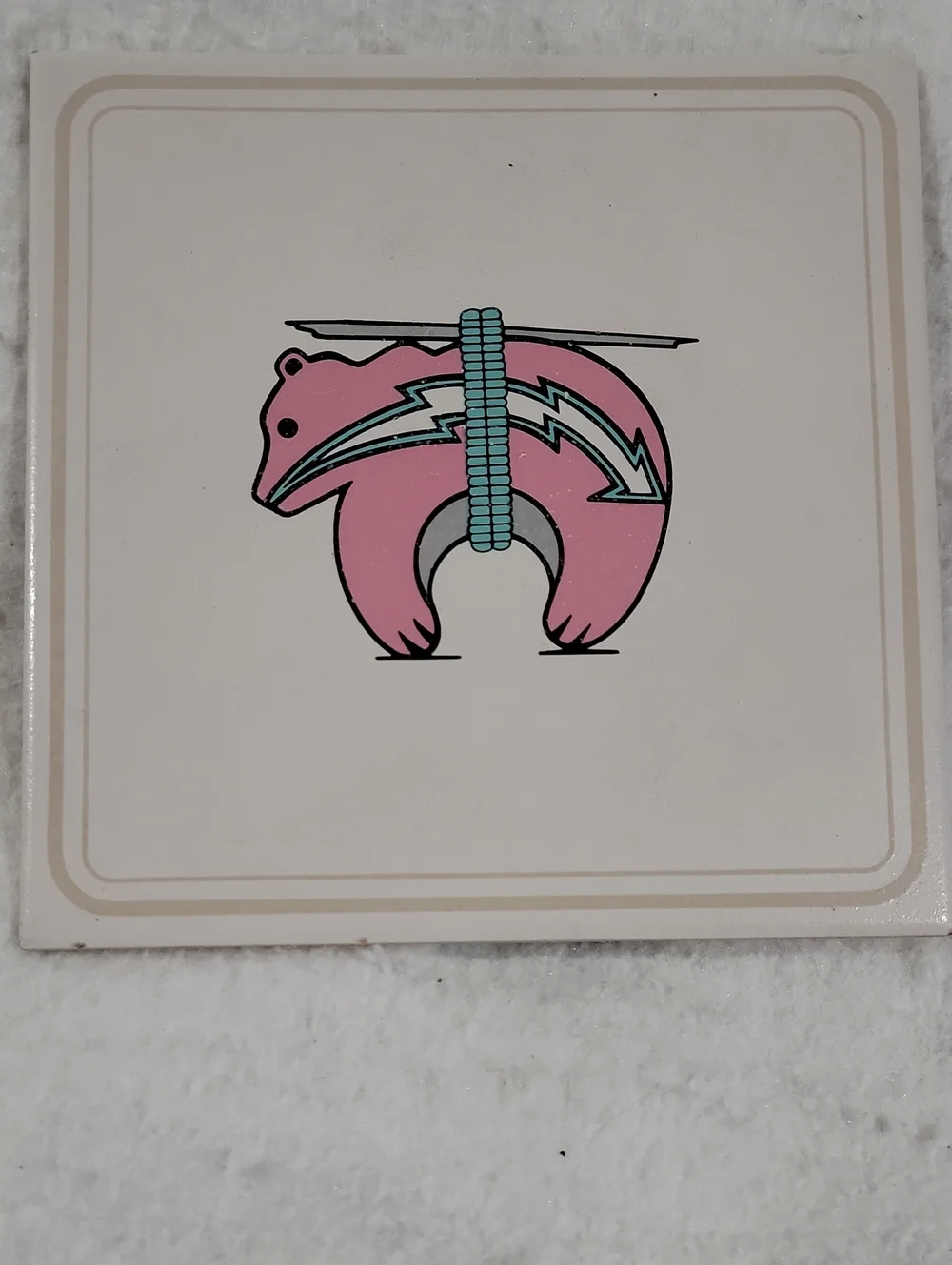 Hand Painted Zuni Bear Tile -Trivet - Native American